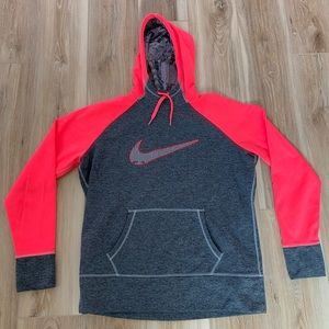 Neon Pink and Heathered Grey Nike Therma-Fit Hoodie